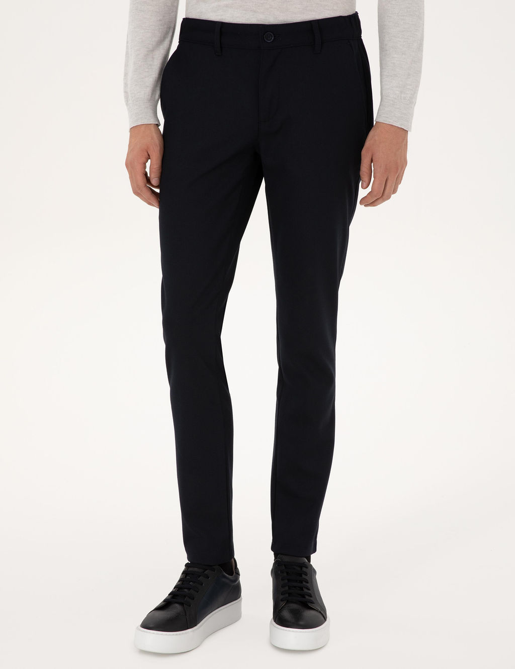 Lacivert Slim Fit Beli Lastikli Kanvas Pantolon - Pierre cardin фото 2