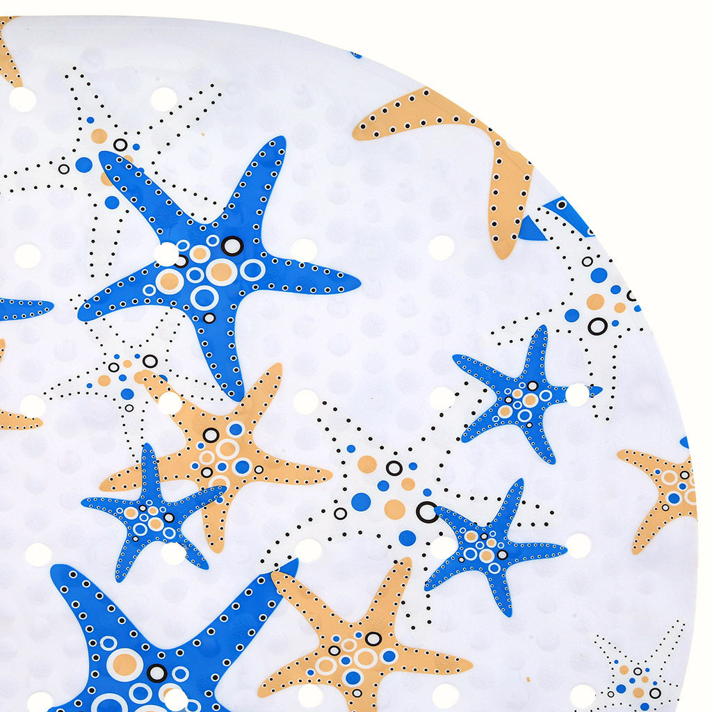 Коврик в ванную "Морские звезды" 37х68см с присосками цветной, овальный (Китай)