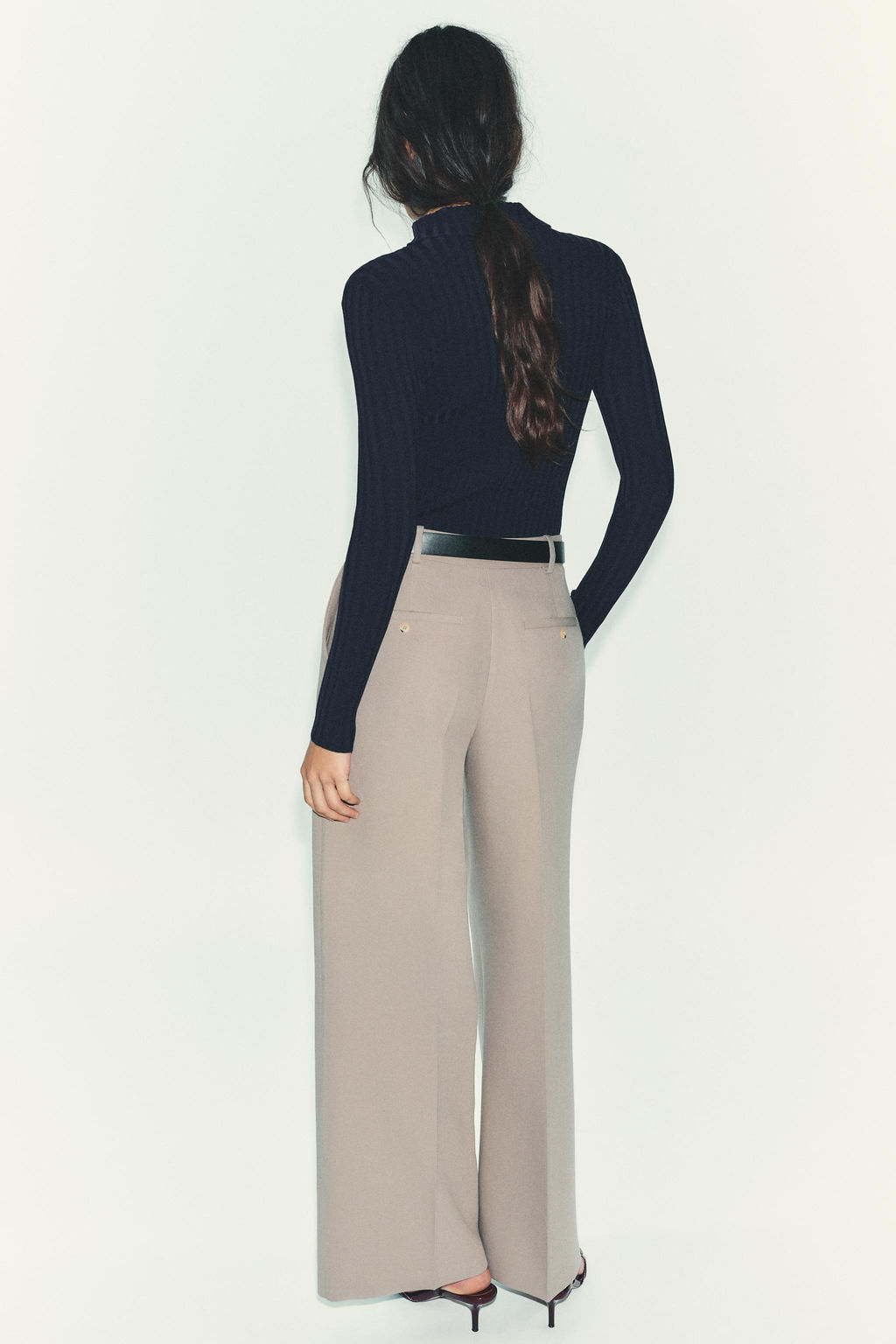 STRAIGHT-LEG DARTED TROUSERS WITH BELT