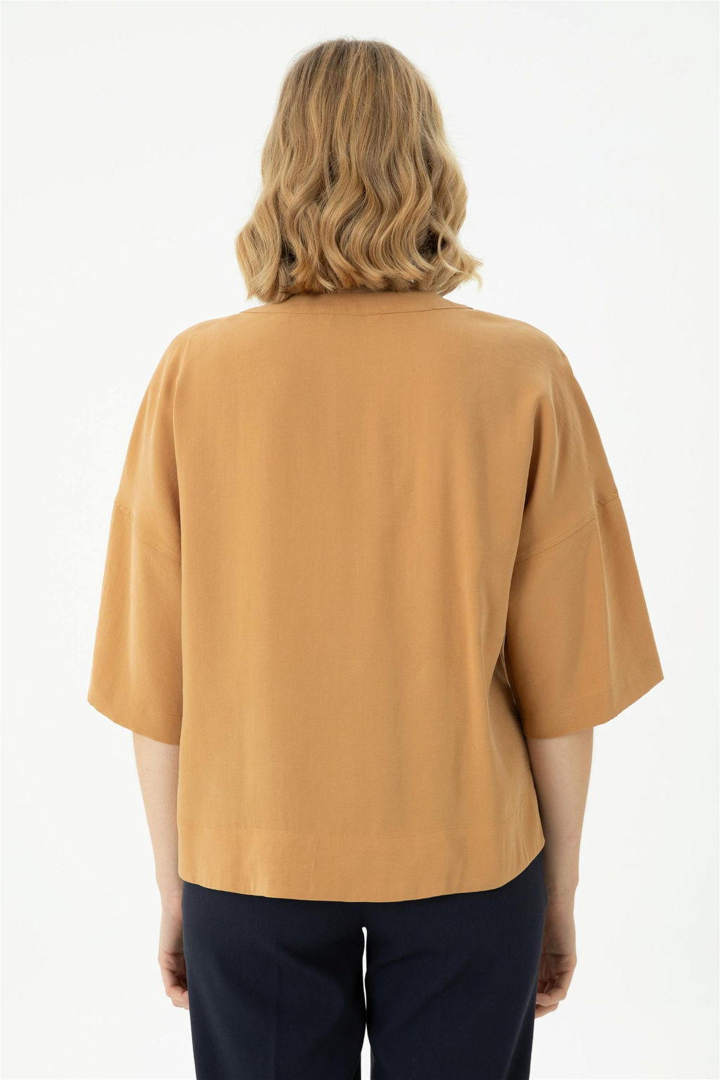 Женская рубашка светло-коричневого цвета с коротким рукавом - U.s. polo assn фото 4