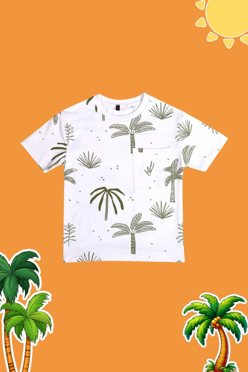 Beyaz Erkek Cocuk Palmiye Desenli Regular Kal?p K?sa Kol Orme T-Shirt TKDSS24TS00016 - Trendyolmilla фото 2