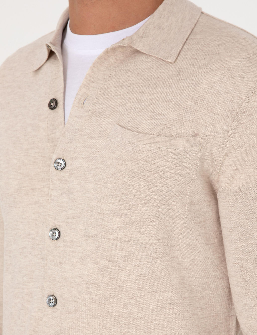 Bej Regular Fit Y_n Kar___ml_ Triko H_rka - Cacharel фото 7