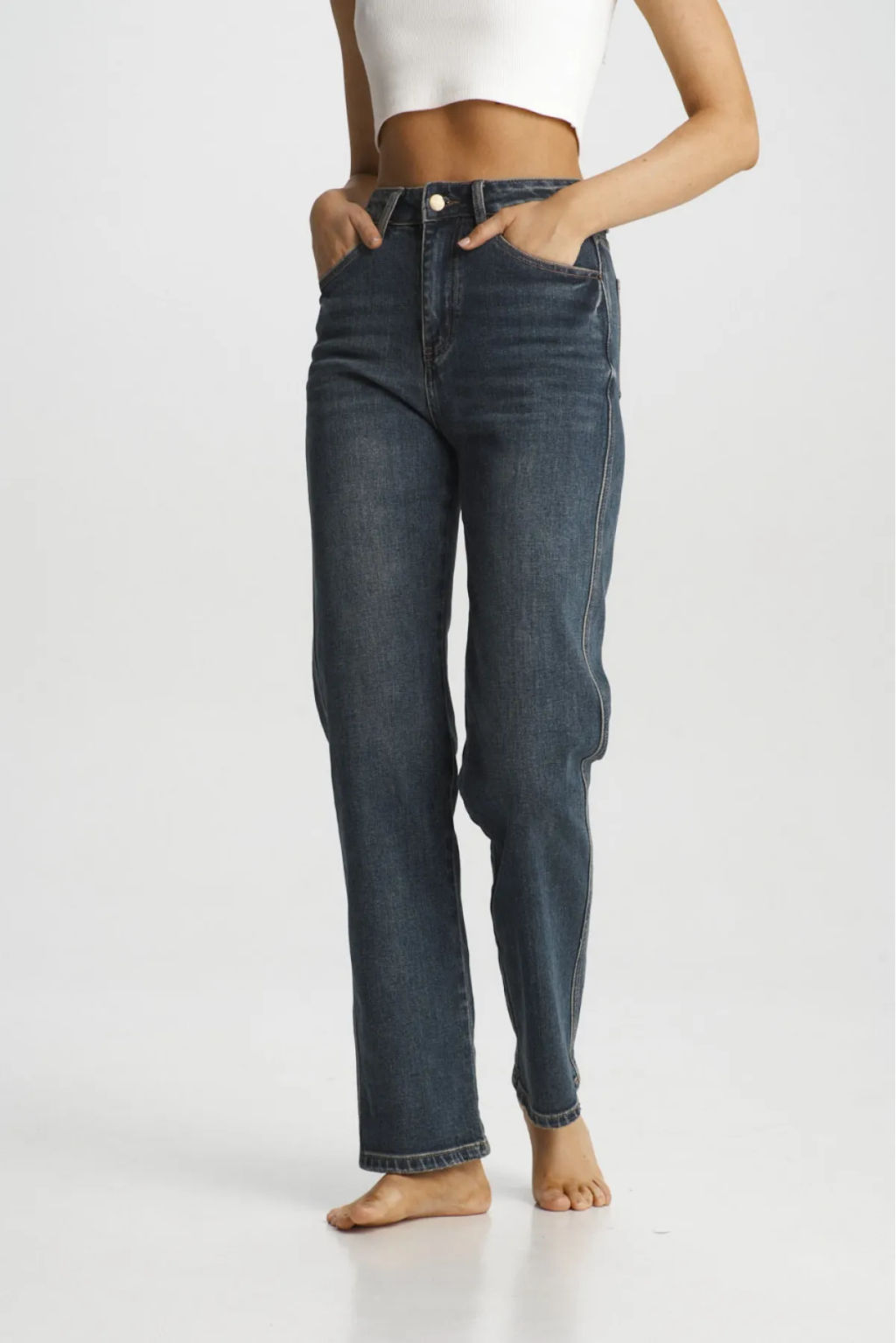 Джинсы Stright с потертостями Dark Blue - Erist store фото 8