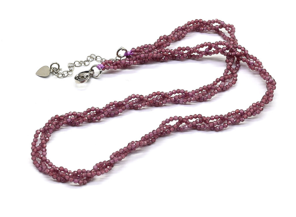 Бусы короткие Косичка из граната шарик с гранями 2мм, 38см - Радуга камня фото 2