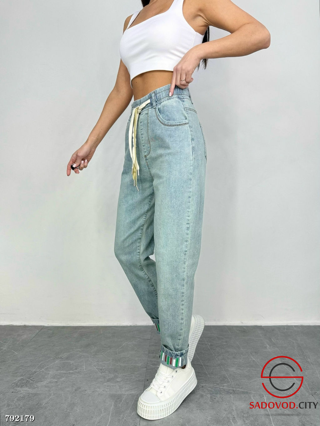 Джинсы на резинке с высокой посадкой - Bruno фото 2