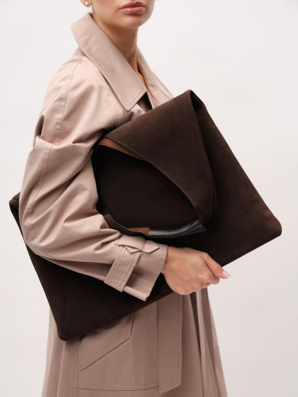 Замшевая сумка Luna DBR 31373 черный каштан фото 6