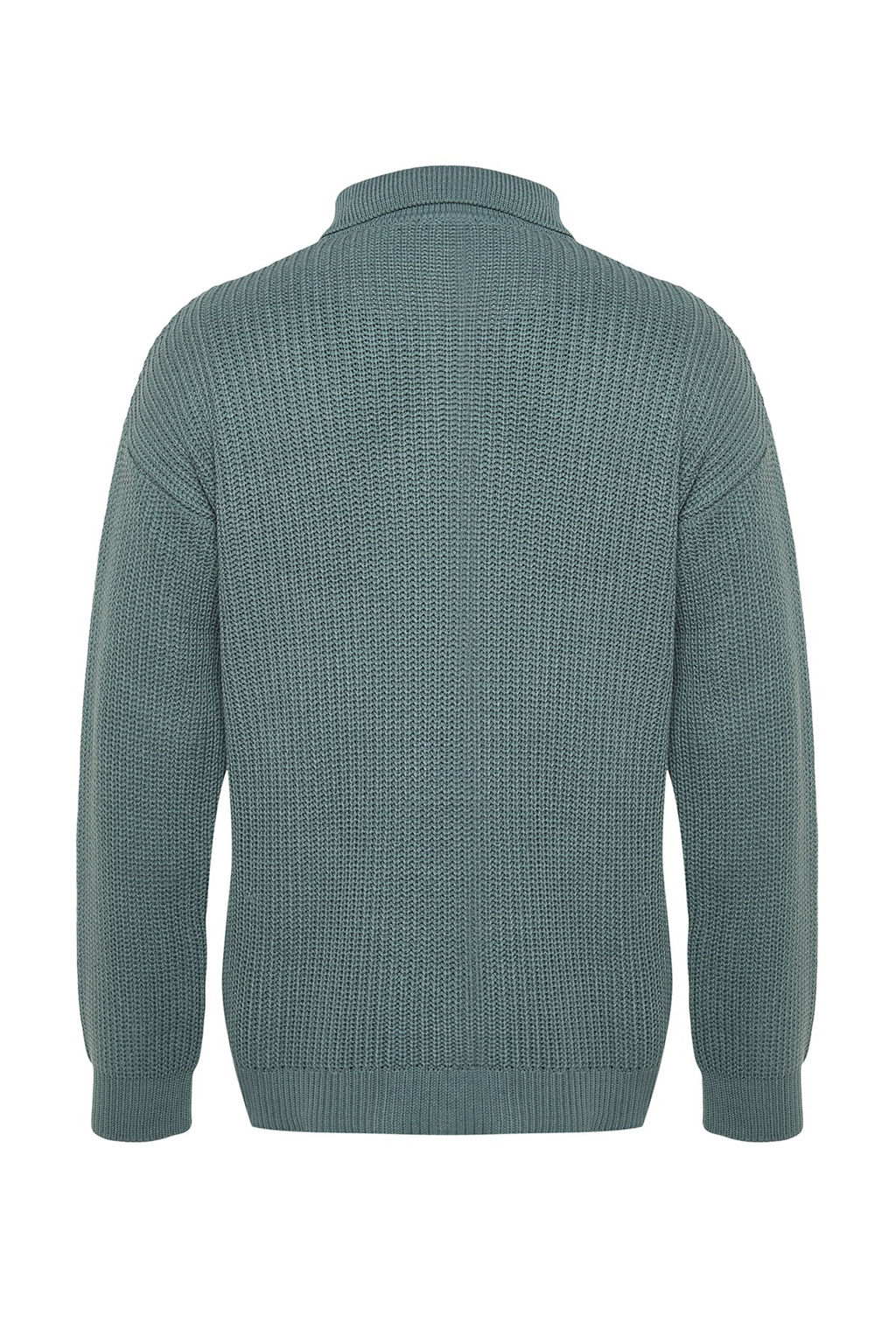 TRENDYOL MAN Unisex Petrol Oversize Fit Genis Kal?p Polo Yaka Tuylenmeyen Basic Triko Kazak TMNAW24KZ00000 - Trendyolmilla фото 8