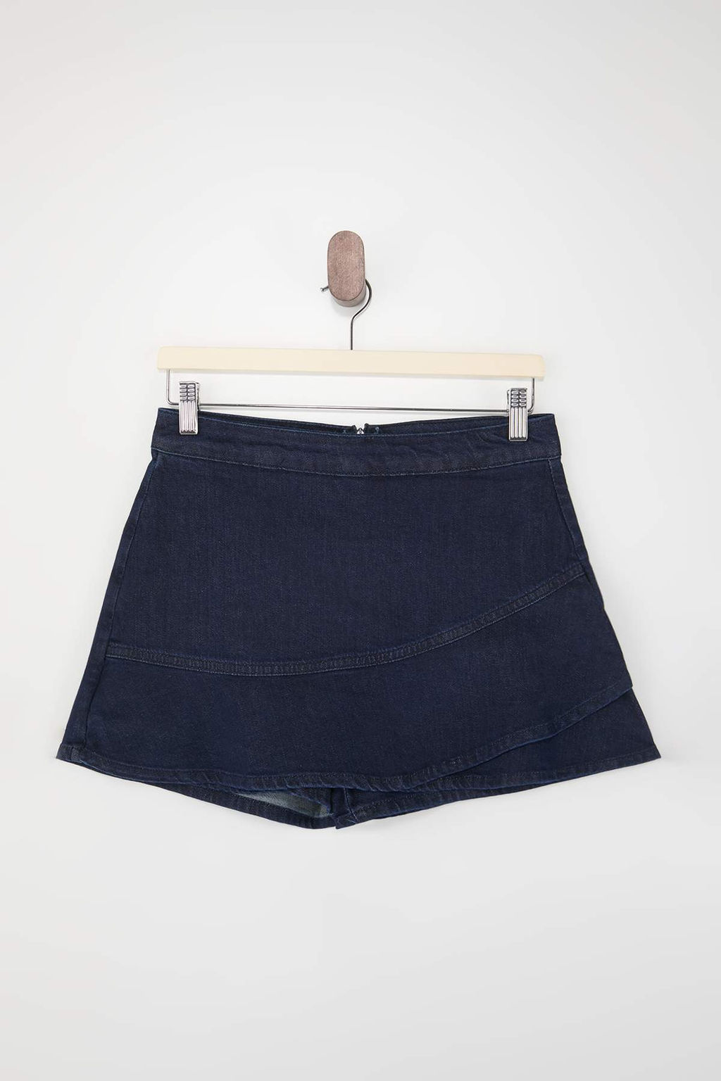 Koyu Mavi Volanl? %100 Pamuk Denim Sort Etek TWOSS26SR00031 - Trendyolmilla фото 6