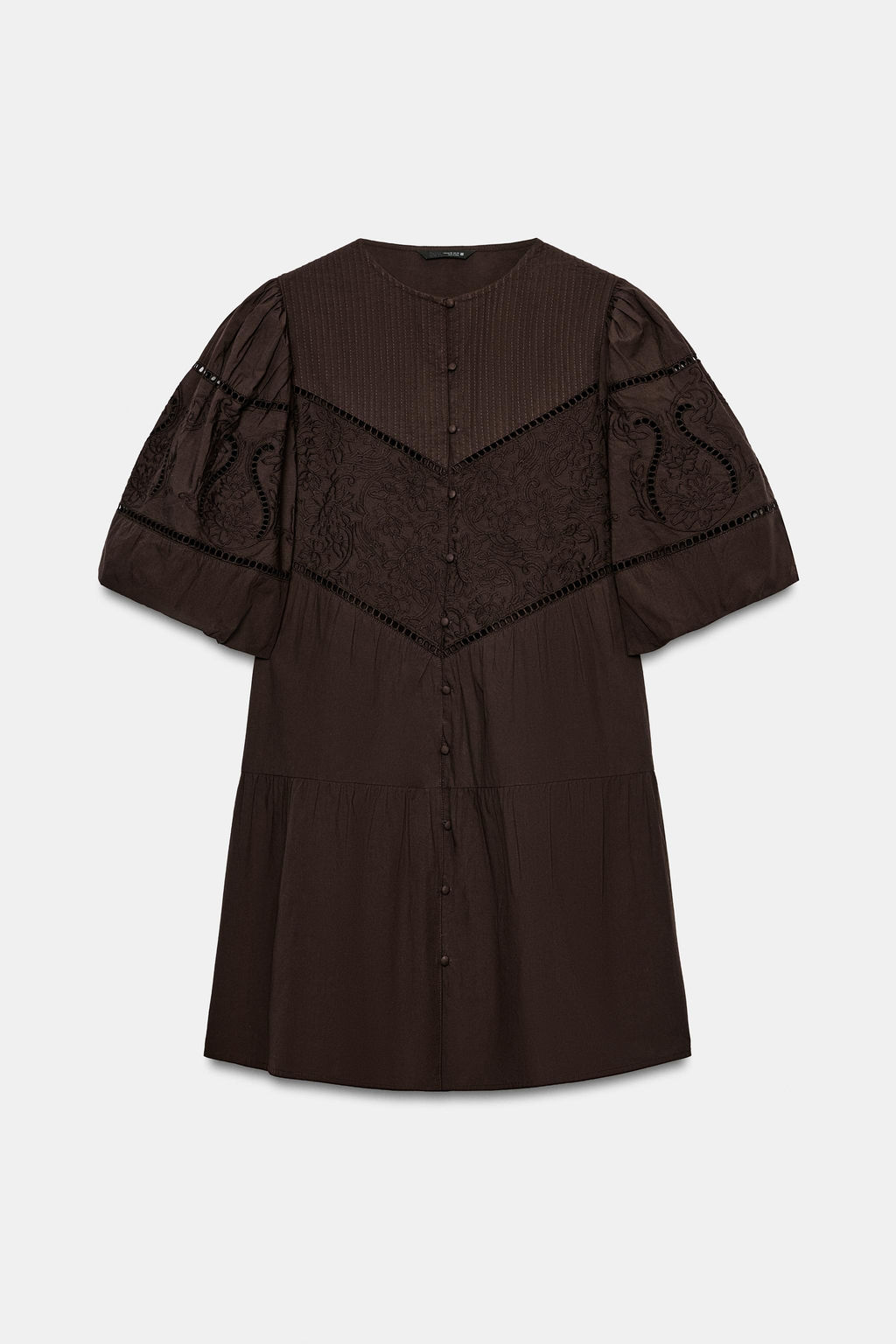 VESTIDO MINI POPEL?N BORDADOS / Marr?n - Zara фото 6