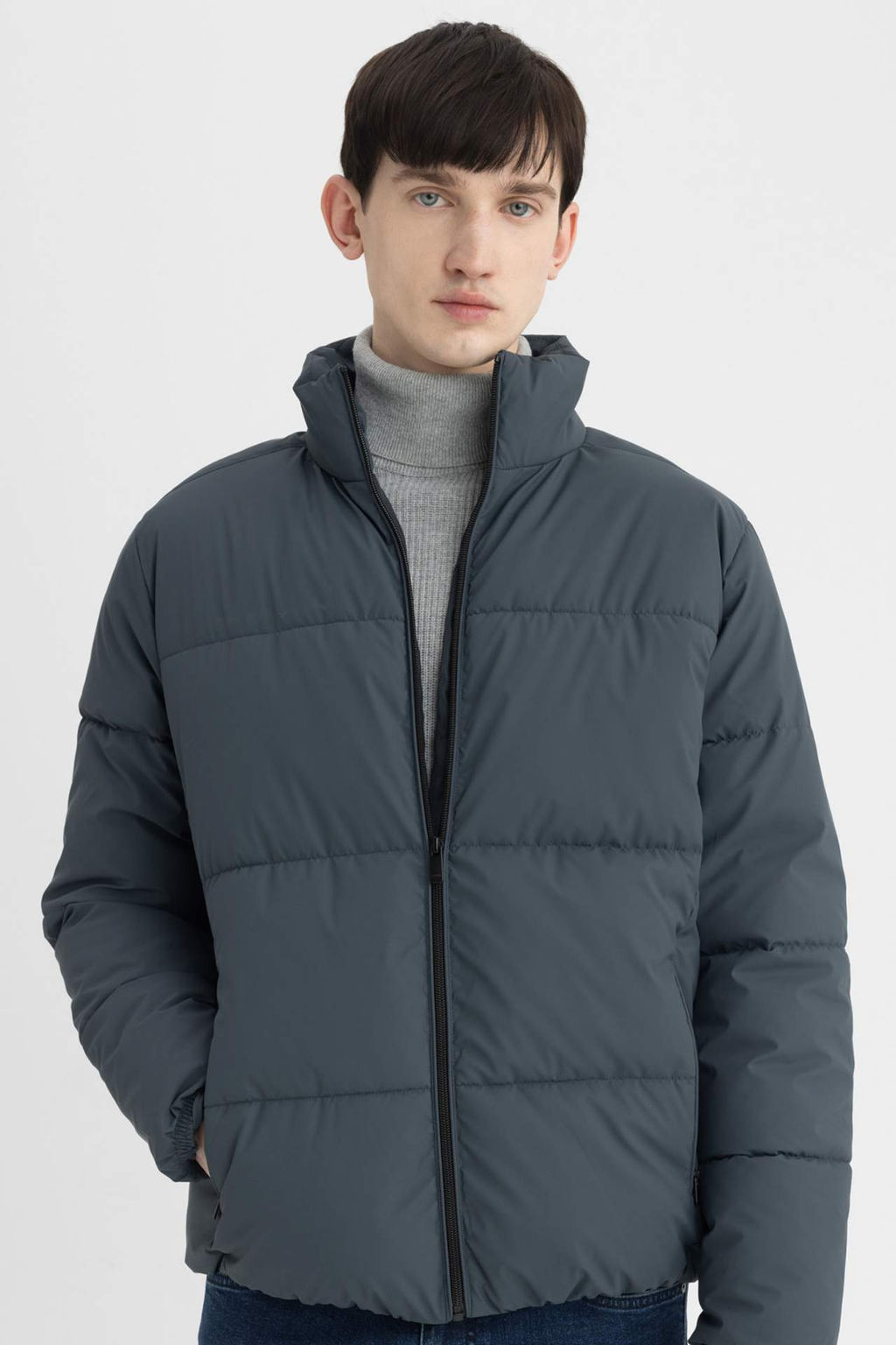 Sisme Mont Su Itici Slim Fit Dar Kesim Dik yaka Fermuarl? Cepli Astarl? - Defacto фото 2