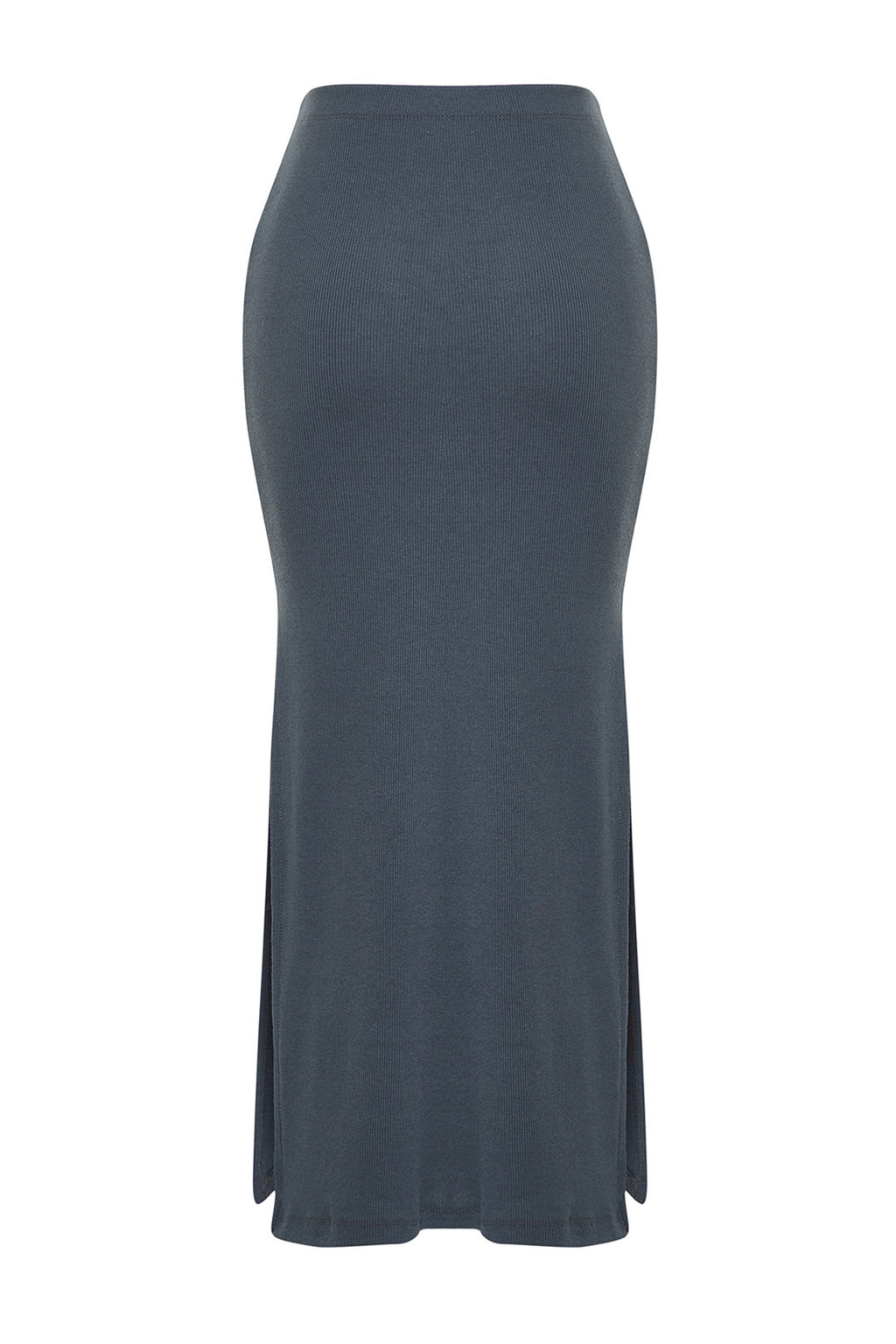 TRENDYOLMILLA Ac?k Antrasit Y?rtmac Detayl? Vucuda Oturan Yuksek Bel Fitilli Esnek Maxi Orme Etek TWOSS22ET0449  фото 13