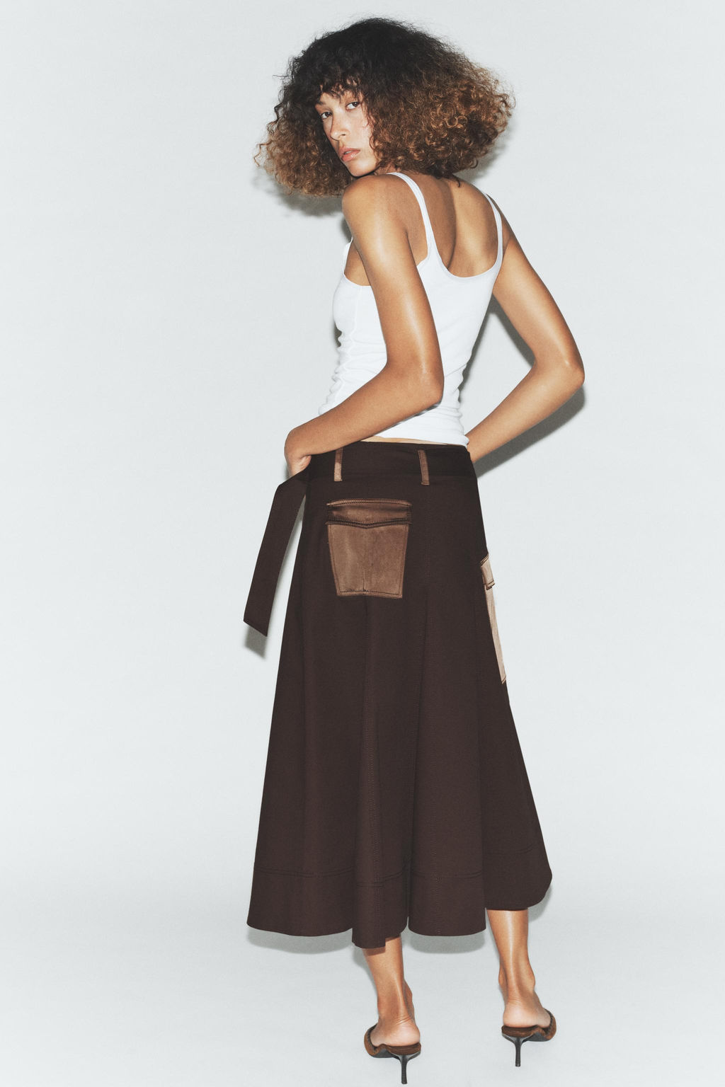 CARGO MIDI SKIRT WITH BELT - Zara фото 12