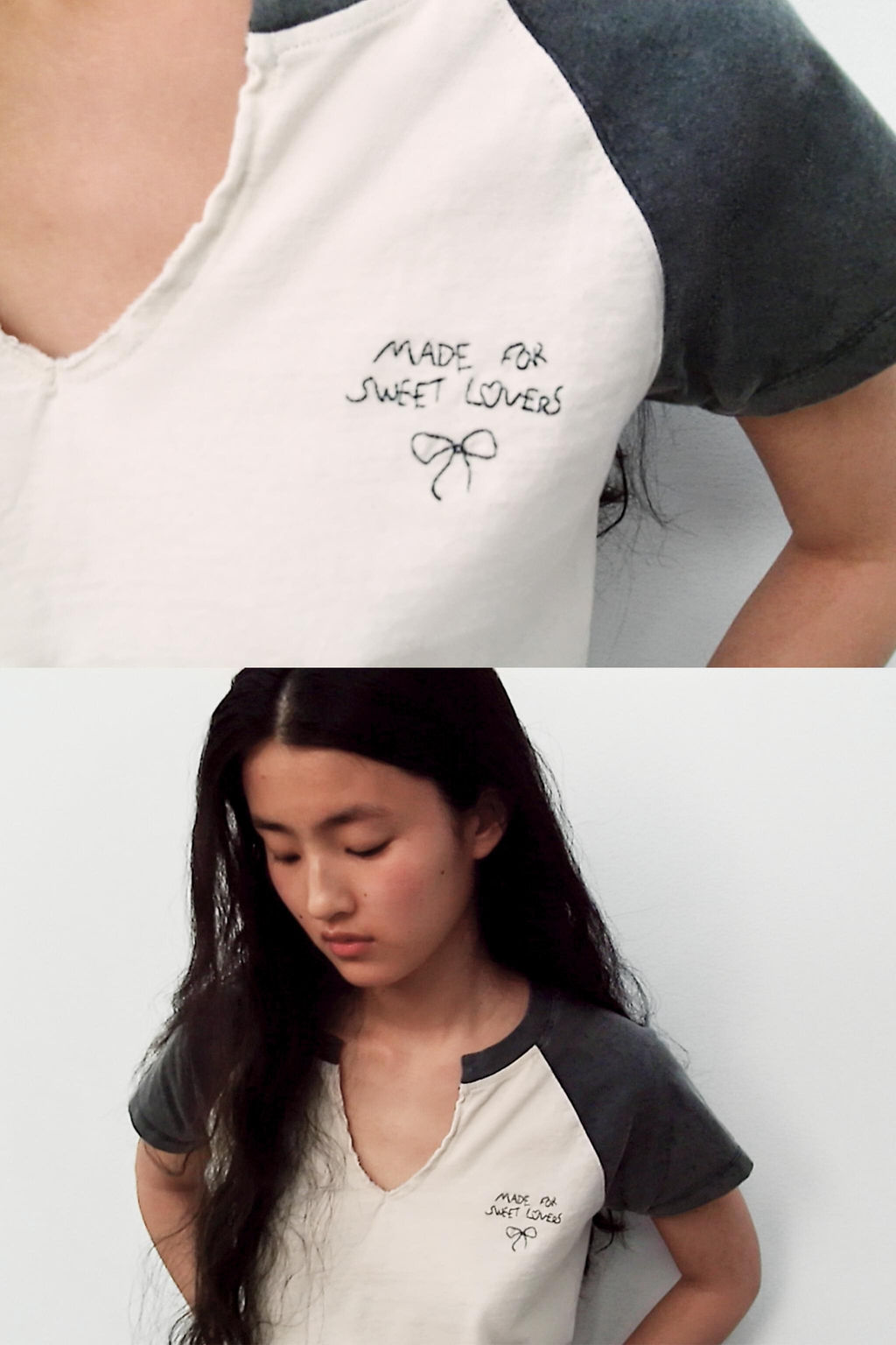 CAMISETA LAVADA MANGA RANGL?N / Crudo
