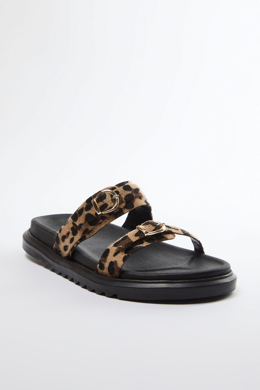 Trendyol Shoes Leopar Cift Tokal? Kahverengi Kal?n Taban Kad?n Terlik TAKAW25TE00009 - Trendyolmilla фото 9