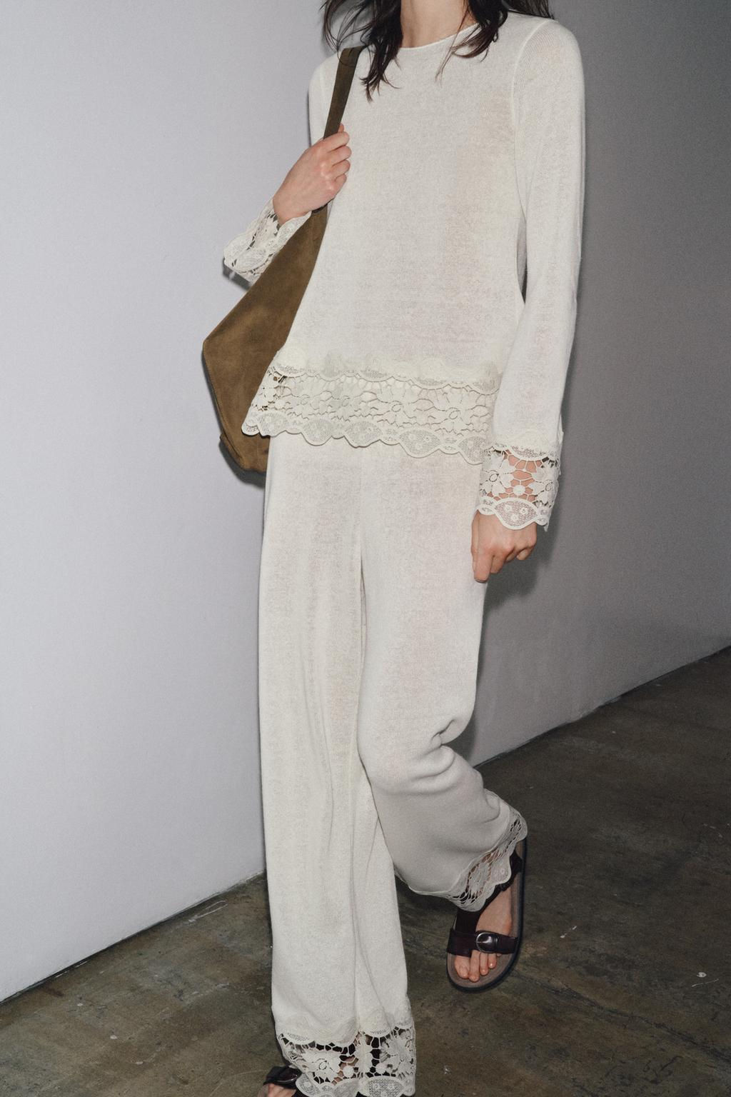 GUIPURE COMBINED TROUSERS - Zara фото 4