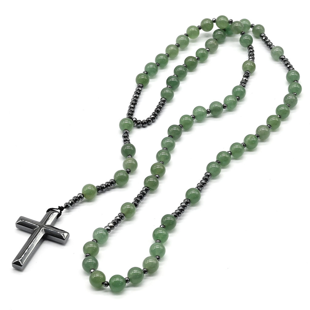Четки с крестом из авантюрина зеленого