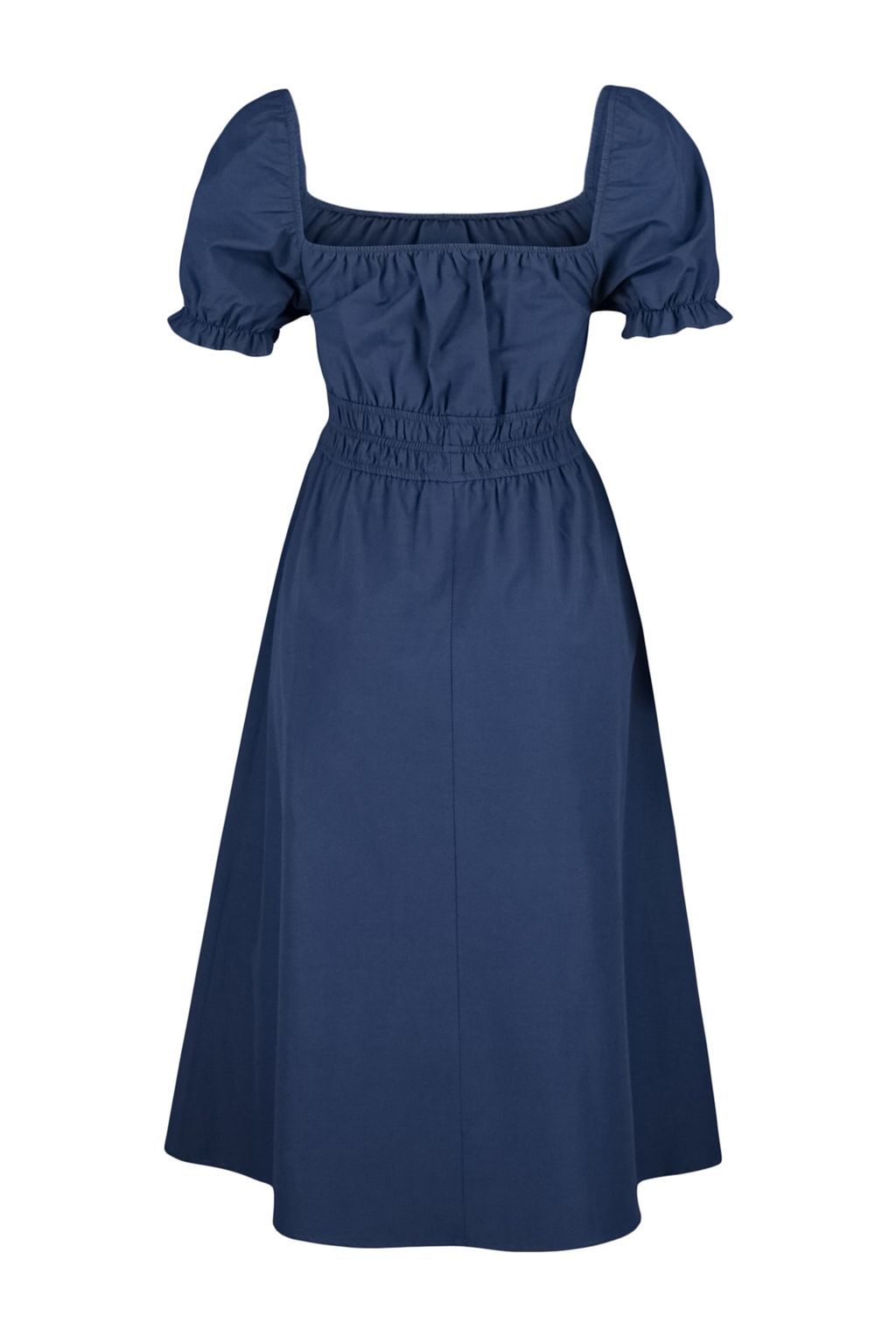 Lacivert Skater/Belden Ac?lan Balon Kollu Astarl? Midi Dokuma Elbise TWOSS22EL1768