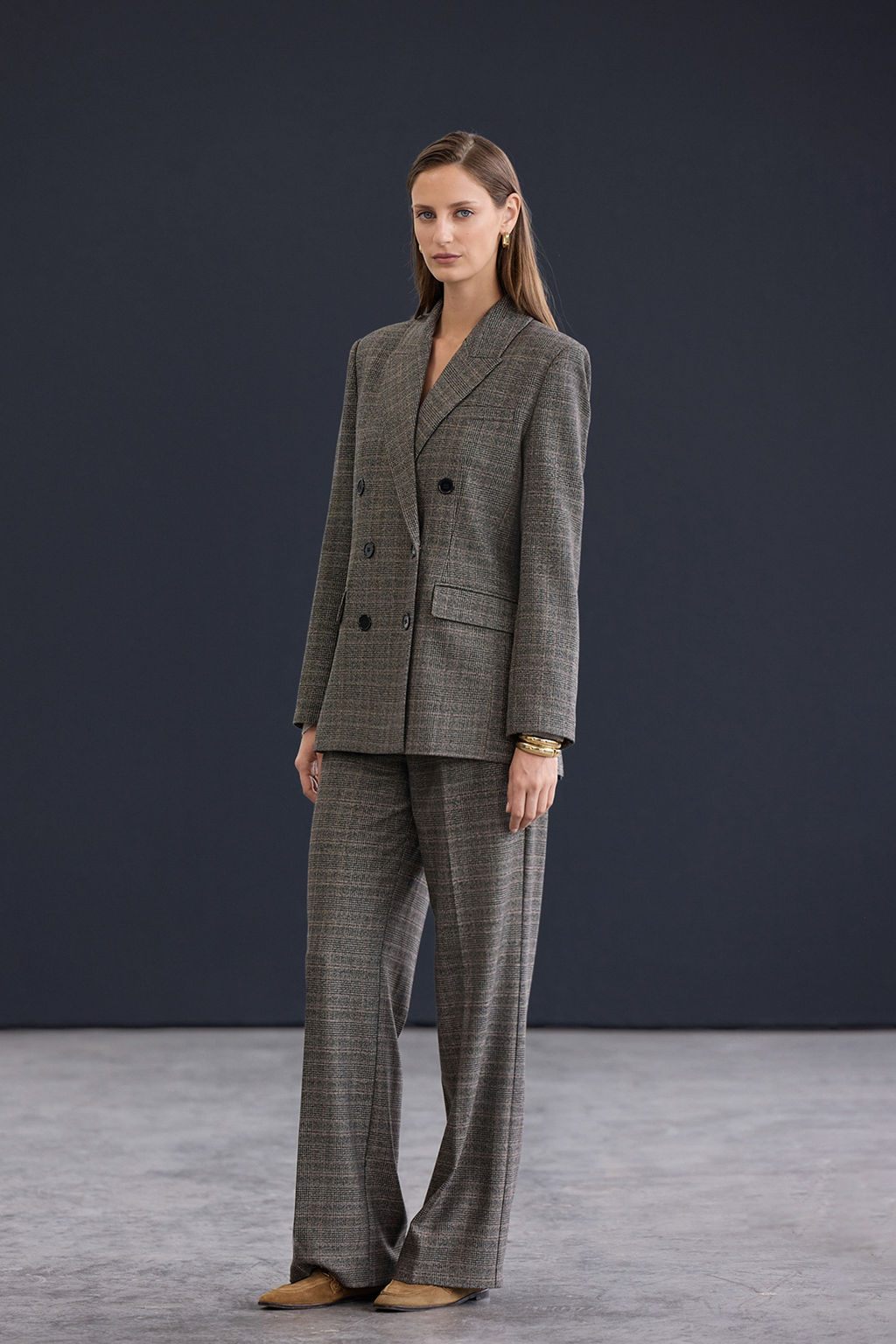 Trendyol Studio Cok Renkli Ekoseli/Kareli Rahat Kal?p Dokuma Blazer Ceket TWOAW26BC00064 - Trendyolmilla фото 2