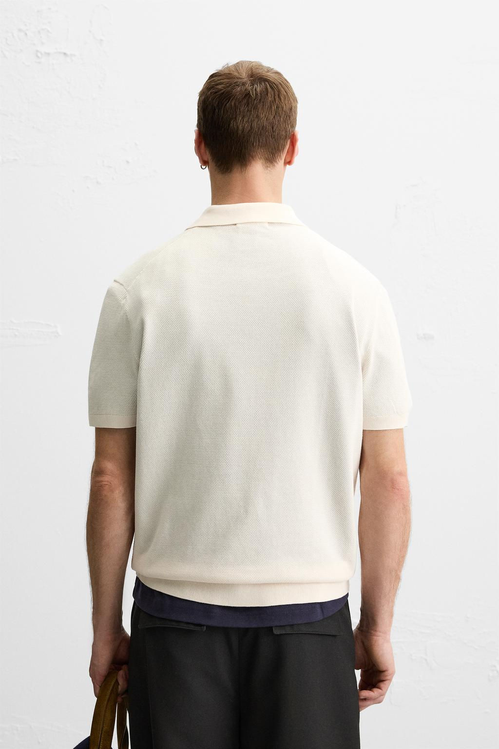 TEXTURED PIQUE KNIT POLO SHIRT - Zara фото 12