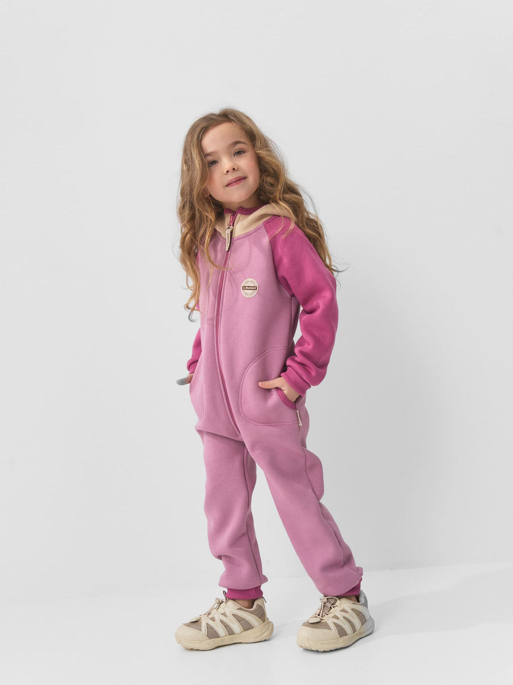 Комбинезон с карманами Колор блок "Орхидея" утепленный