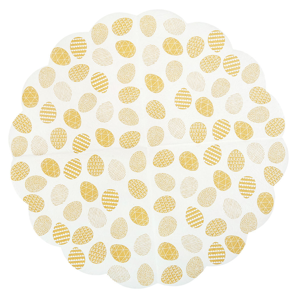 Салфетки бумажные Art Bouquet Rondo д32см, 3-х слойные, 12 штук в упаковке, 100% целлюлоза, Пасхальные яйца. Золото (Россия) - Домашняя мода фото 3