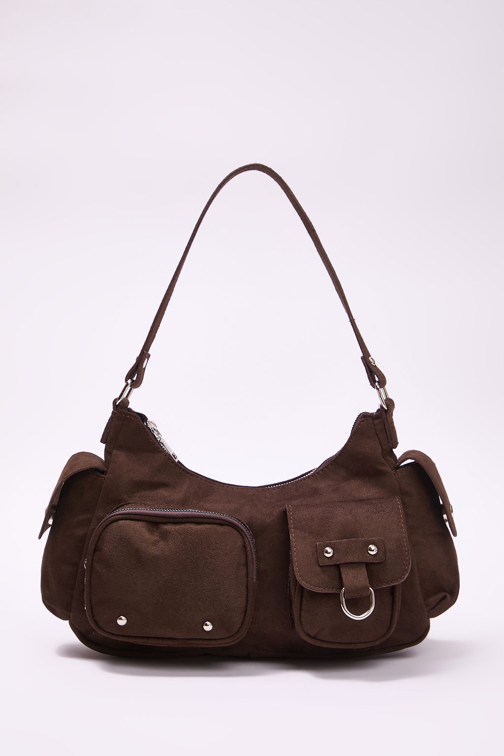 Kahverengi Suet Cep Detayl? Kad?n Omuz Cantas? TAKAW26OC00057
