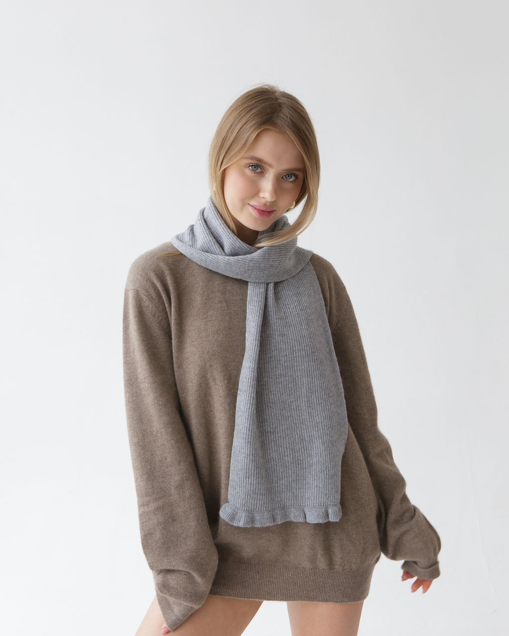 Шарф из кашемира HR Серо-голубой