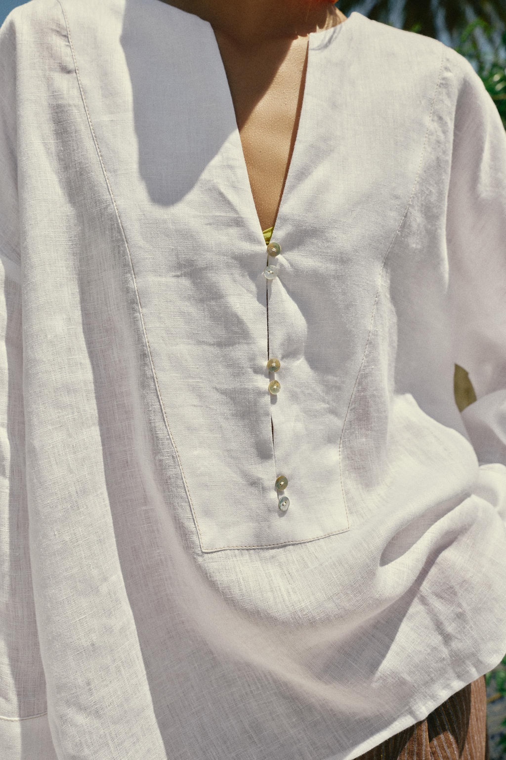 CAMISA KIMONO 100% LINO / Blanco