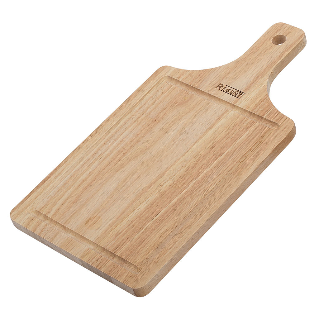 Доска разделочная деревянная Bosco 40х21х1,5см, прямоугольная, с ручкой, дерево Гевея, Regent (Китай)