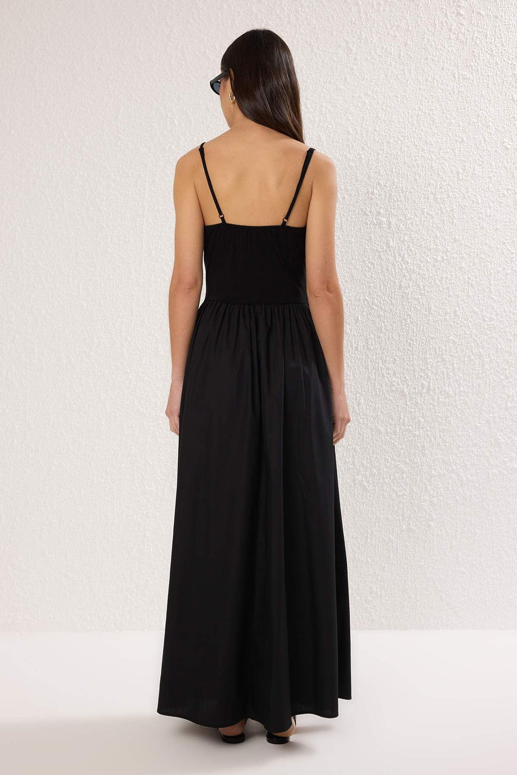 Siyah Belden Ac?lan Dokuma Maxi Elbise TWOSS25EL00869 - Trendyolmilla фото 4