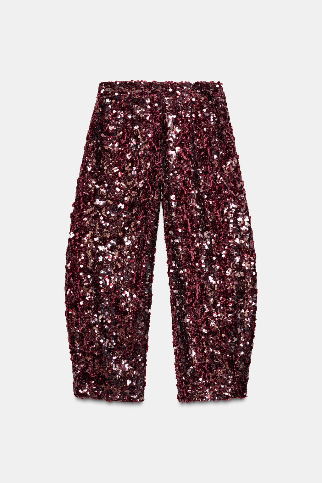 SEQUINNED BARREL TROUSERS