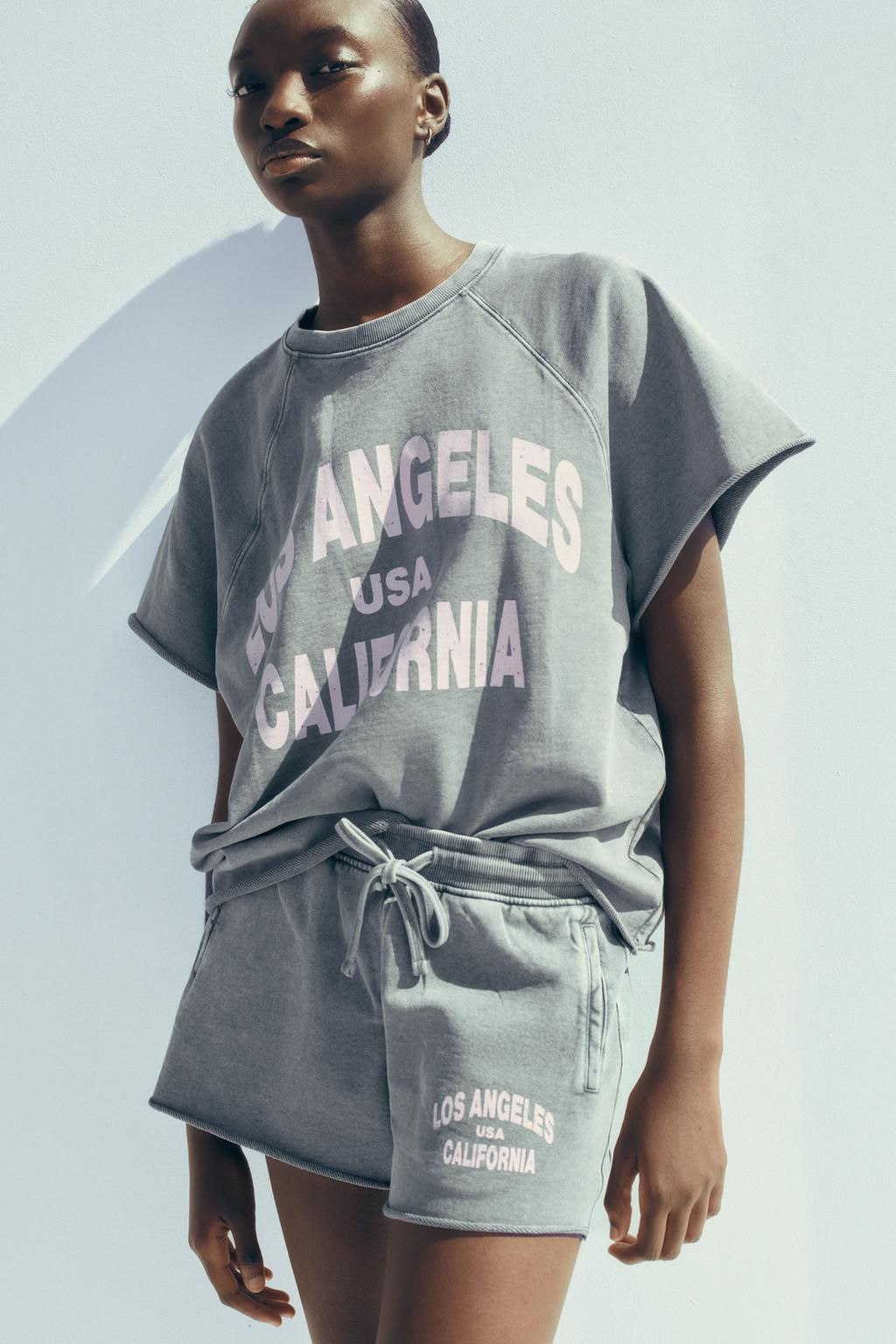WASHED EFFECT TEXT SWEATSHIRT SHORTS - Zara фото 2