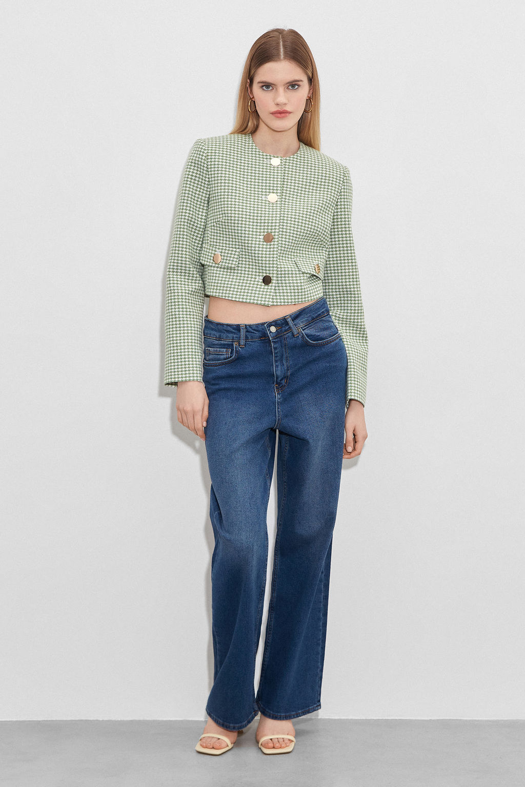 Жакет укороченный из твида с клапанами - Mollis фото 3