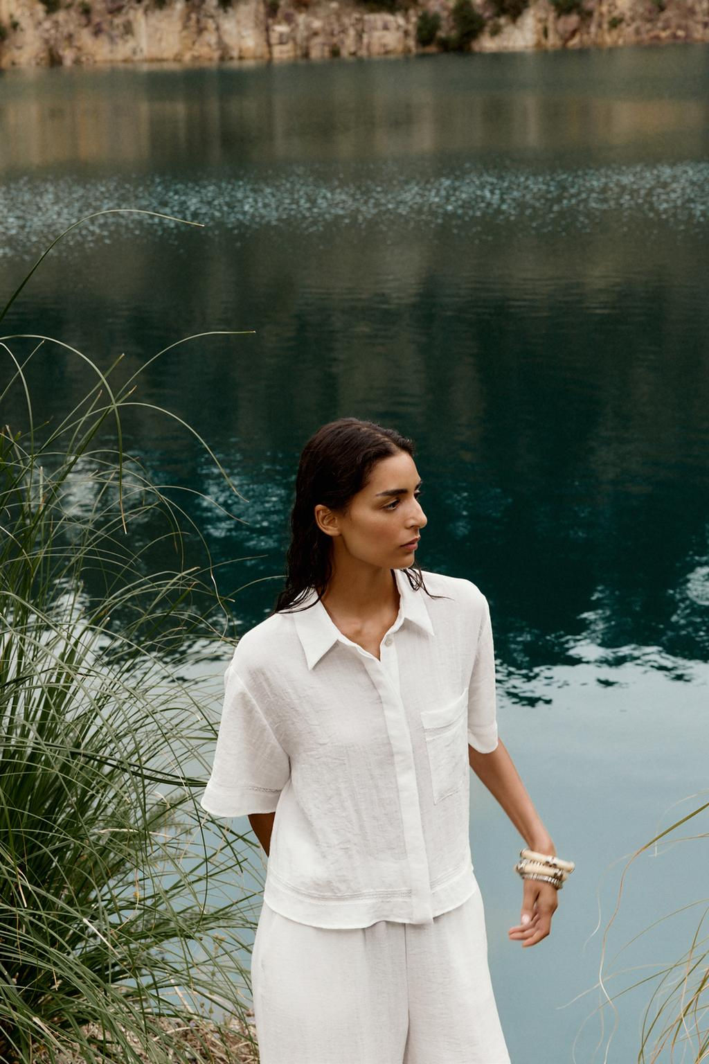 HEMSTITCH SHORT SHIRT - Zara фото 7