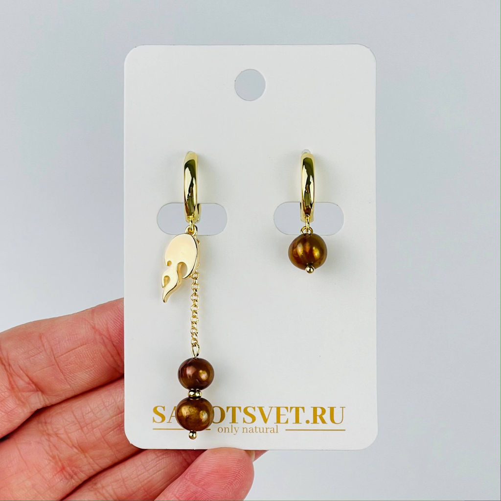 Серьги на цепочке из Жемчуга тон.