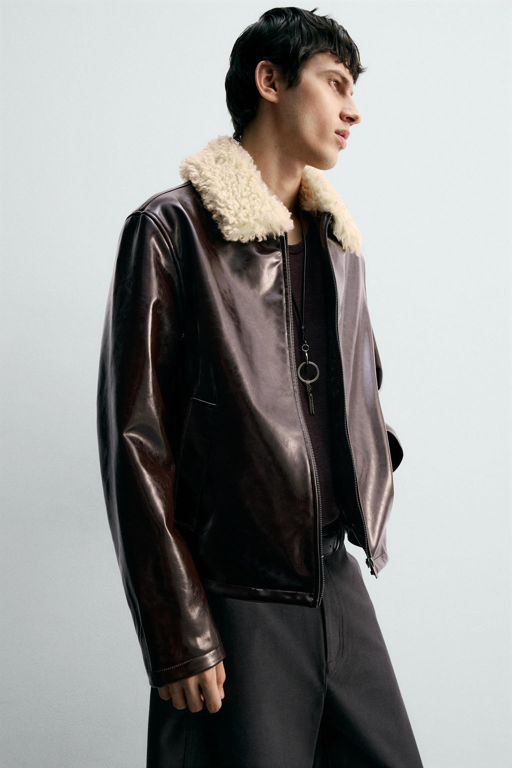 CONTRAST VINYL FINISH JACKET - Zara фото 6