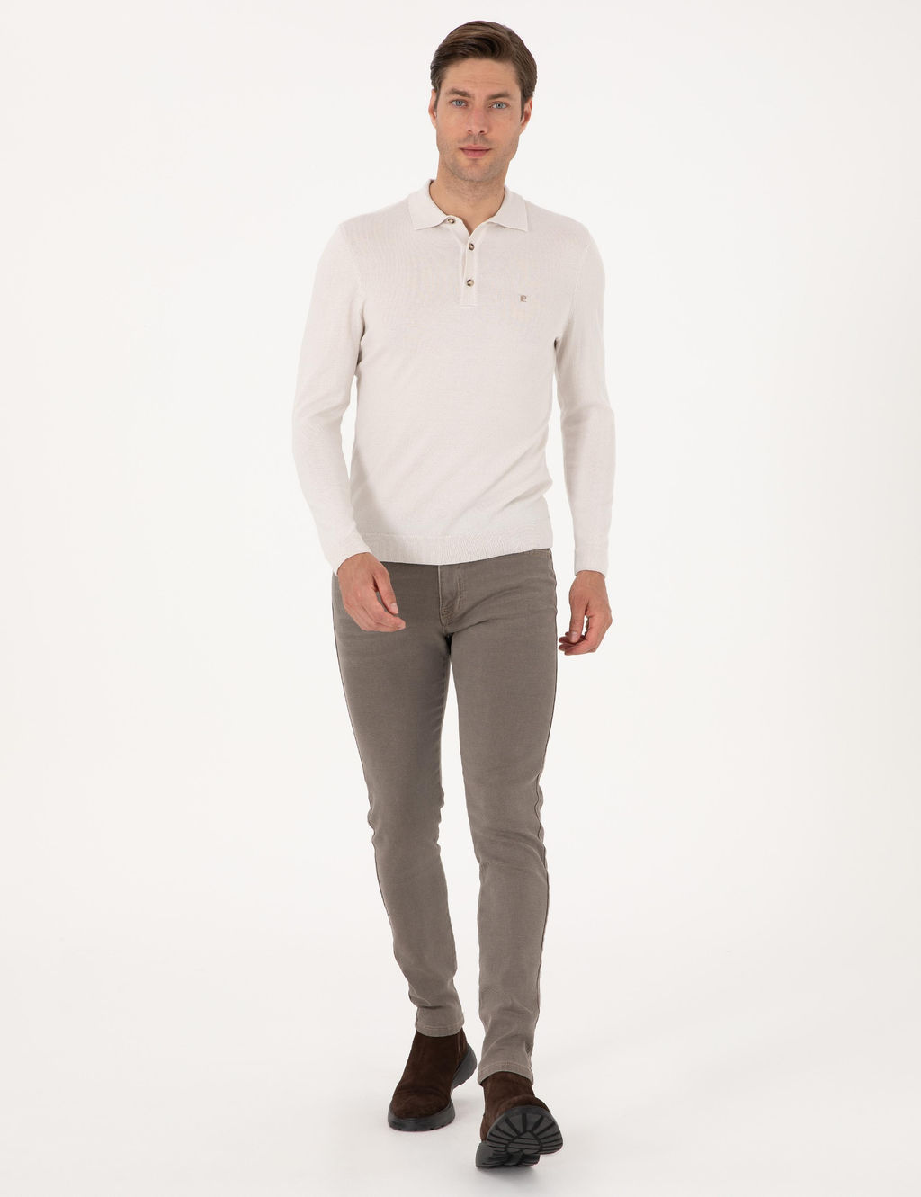Ta_ Slim Fit Polo Yaka Basic Triko Kazak