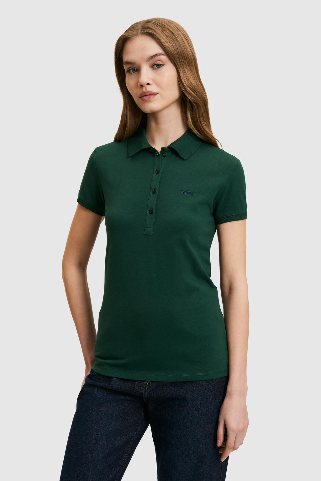 Kad_n Koyu Ye_il Polo Yaka Basic Ti__rt