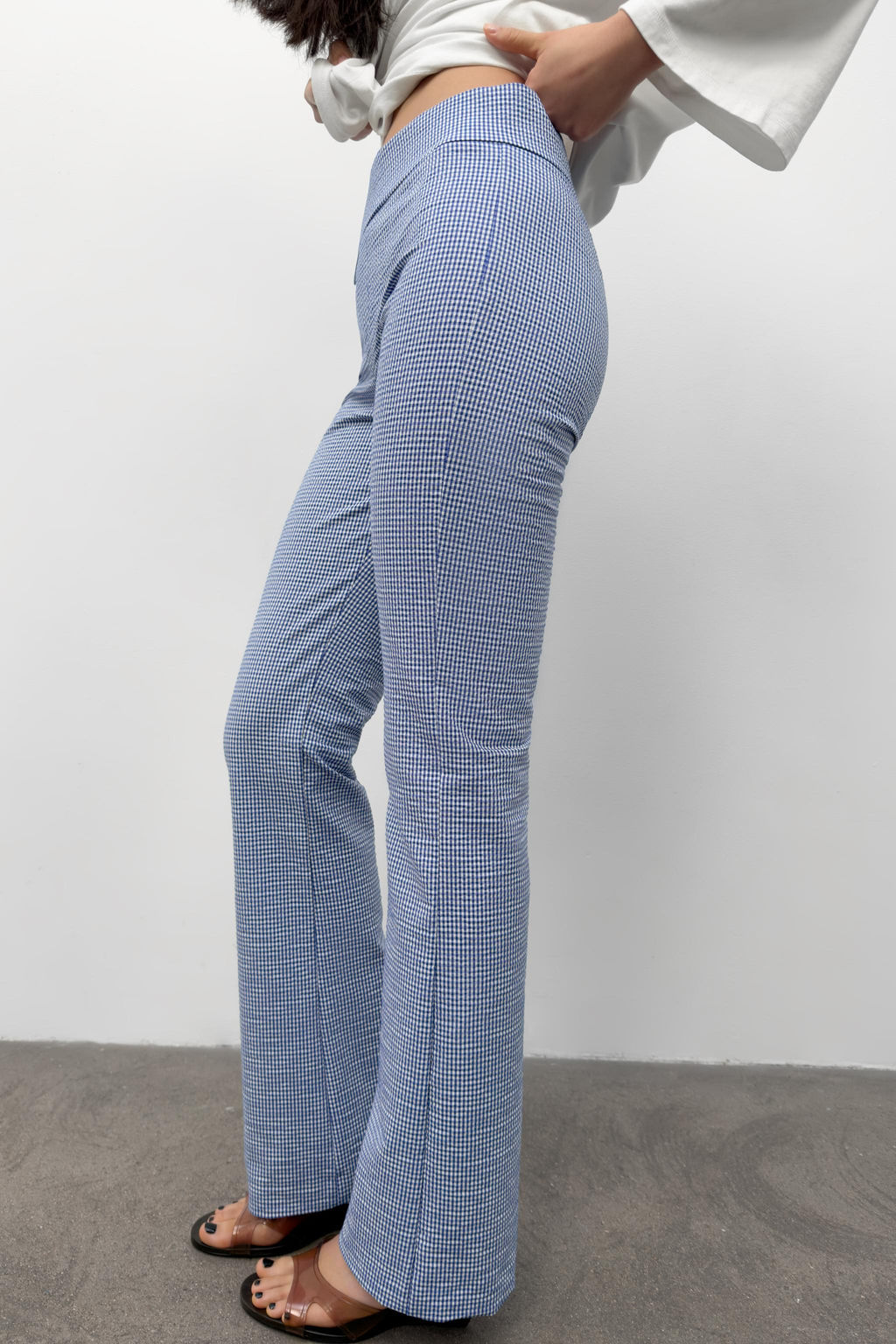 PANTAL?N FLARE VICHY / Marino / Blanco - Zara фото 3