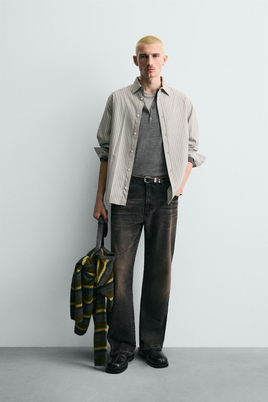 Рубашка Relaxed Fit Rayas серая