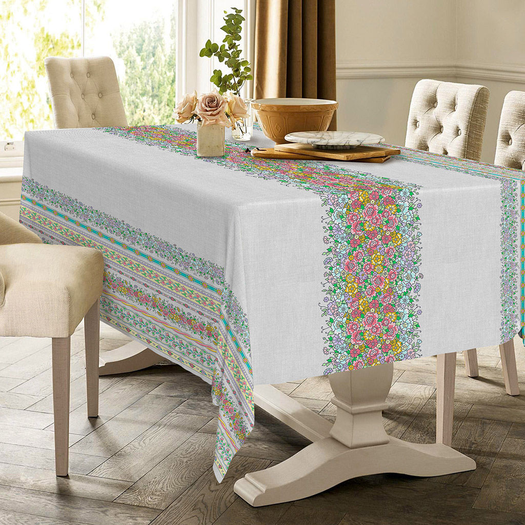 Цветочные узоры Скатерть 150х145см, длина стола до 110см, на 4 персоны, хлопок Премиум 186г/м2, Домашняя мода (Россия)  фото 4