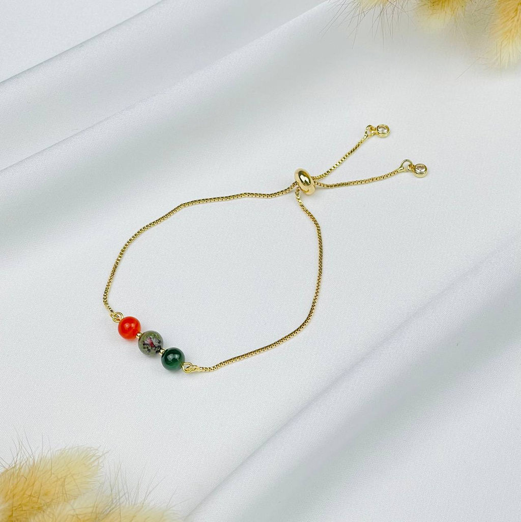 Браслет регулируемый для "Девы" из Агата, Яшмы и Нефрита от 16 см