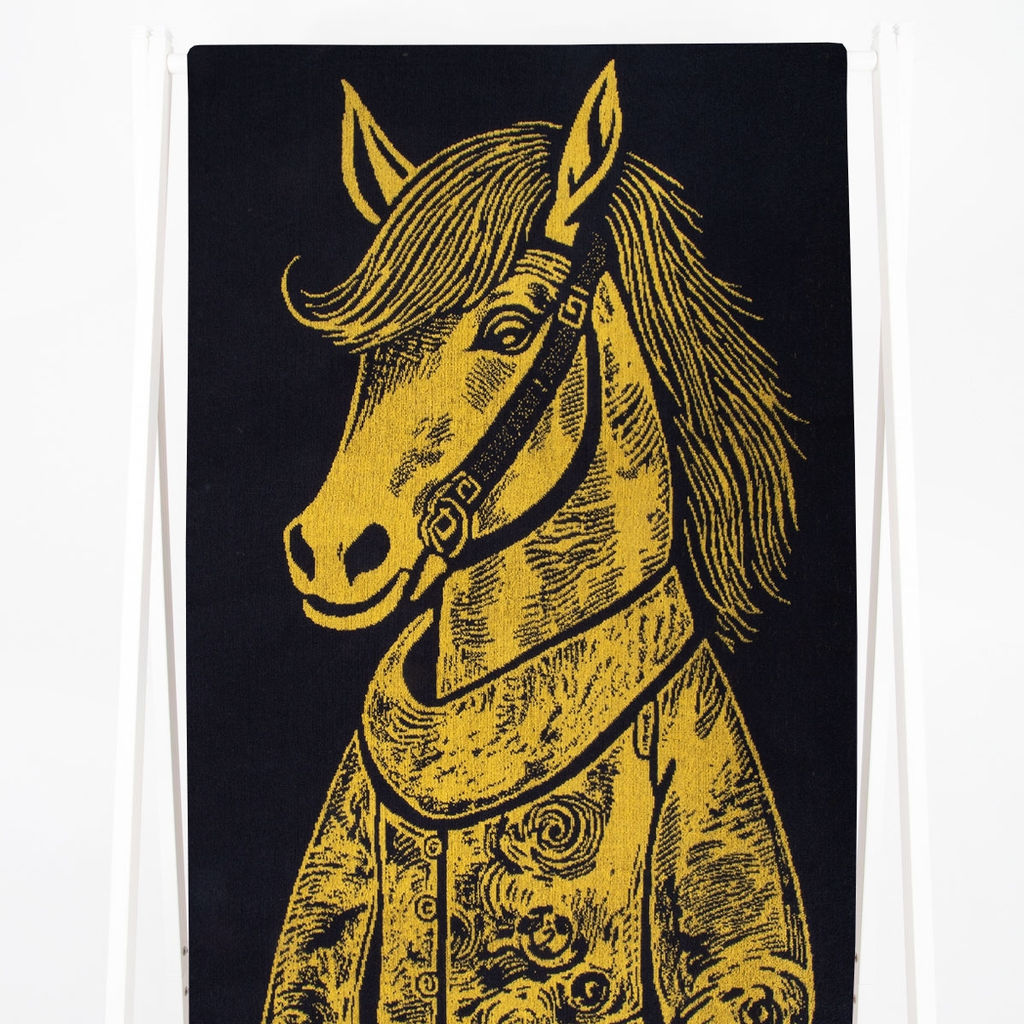 Полотенце махровое 6с102.411ж1 Конь в пальто(т.желтый) 67х150см