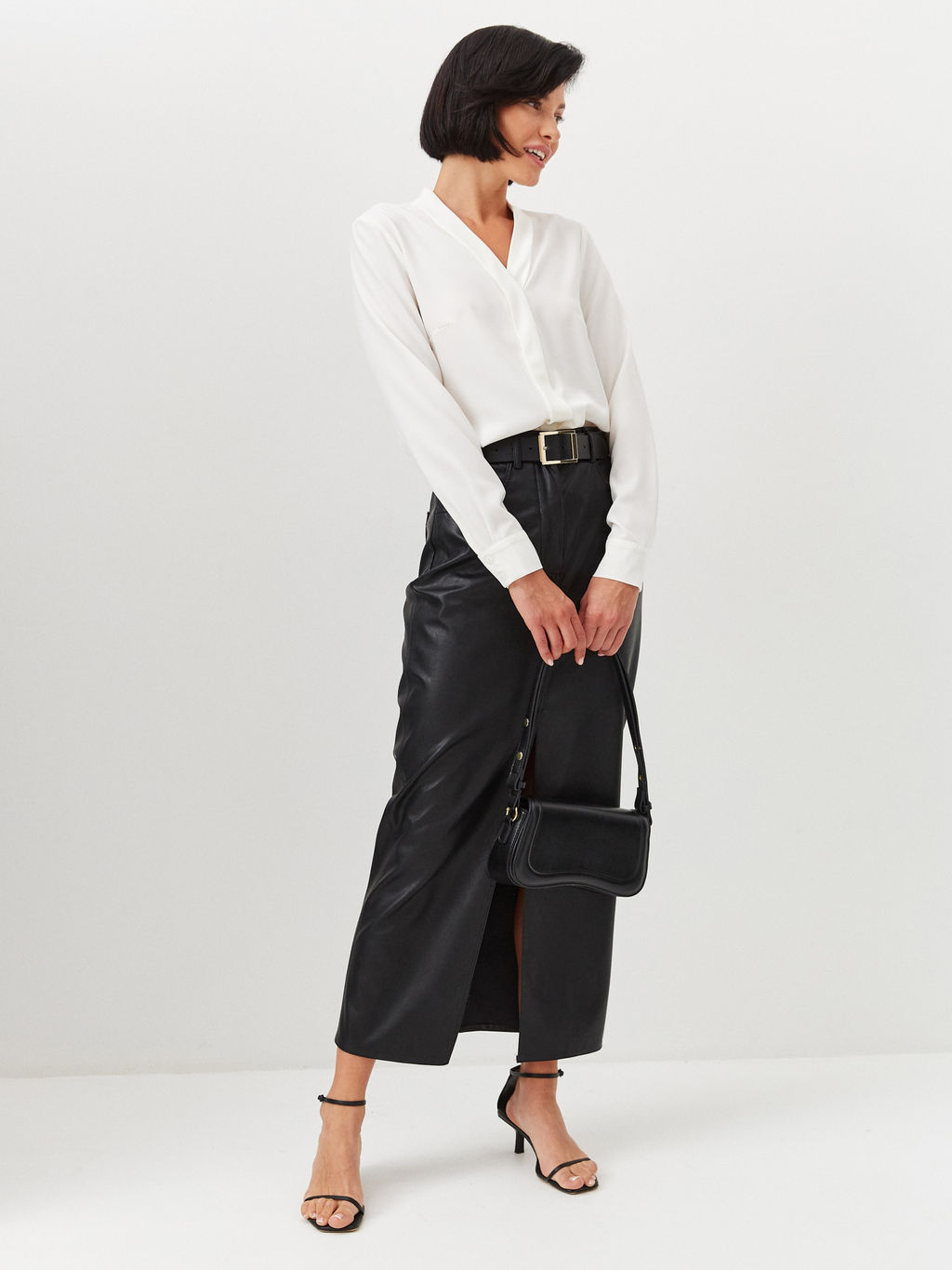 Блузка из сатина с V вырезом OD-807-1 белый OD-807-1 - Tantino фото 9