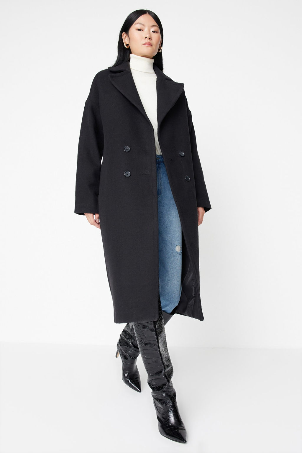Trendyolmilla Fusya Oversize Genis Kesim Uzun Yunlu Kase Kaban TWOAW21KB0038  фото 14