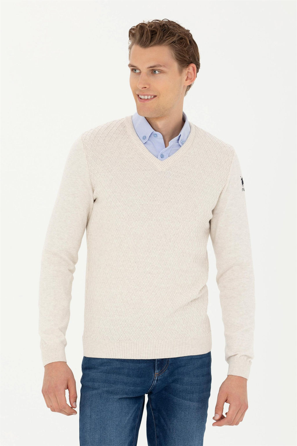 Мужской свитер из каменного меланжа - U.s. polo assn фото 8