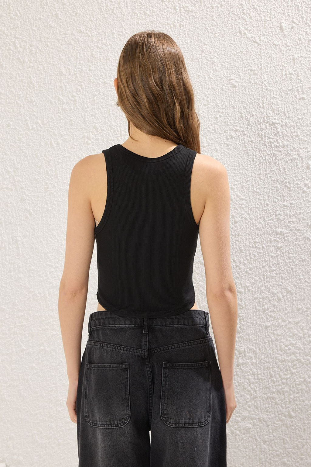 TRENDYOLMILLA Siyah-Ekru-Lacivert Fitted Crop Esnek Orme Atlet TWOSS25AL00053  фото 14