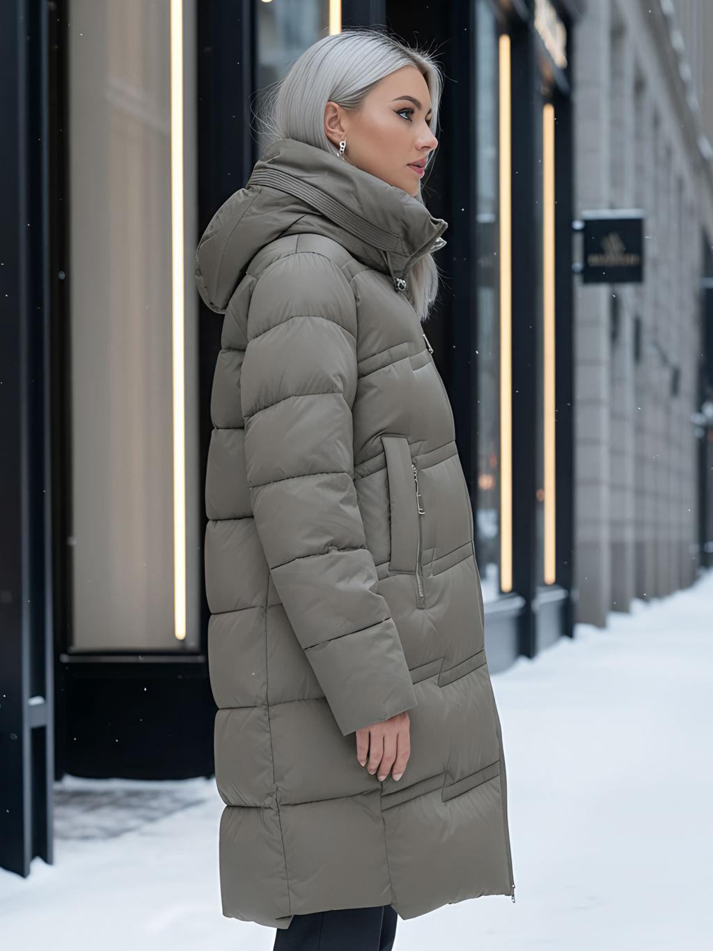 Пальто зимнее утепленное с капюшоном женское светло-коричневого цвета 7779SK - Visdeer фото 20