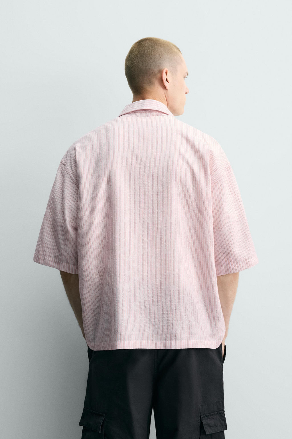 CAMISA JACQUARD RELIEVE RAYAS / Rosa palo - Zara фото 3
