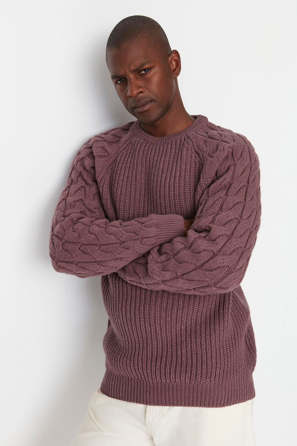 TRENDYOL MAN Ekru Casual Unisex Regular Fit Yunlu Bisiklet Yaka Sac Orgu Detayl? Triko Kazak TMNAW22KZ2059 - Trendyolmilla фото 35